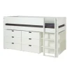 Manis-h ARN Combinatie Halfhoog Bed Met Lattenbodem En Extra Opbergruimte - 90 x 200 cm