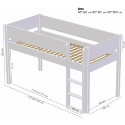 Manis-h ARN Combinatie Halfhoog Bed Met Lattenbodem En Extra Opbergruimte - 90 x 200 cm