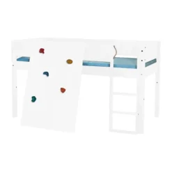 Manis-h BORR Combinatie Halfhoog Bed Met Lattenbodem En Klinwand - 90 x 160 cm