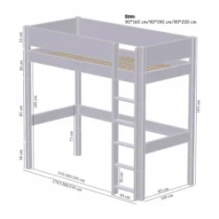 Manis-h FENRIS Combi Hoogslaper Met Lattenbodem - 90 x 160 cm