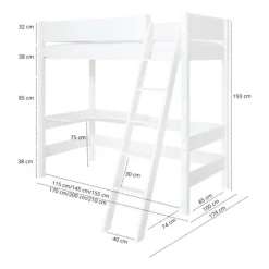 Manis-h GRETE Combi Hoogslaper Met Schuine Ladder - 90 x 160 cm