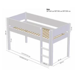 Manis-h SOL Combinatie Halfhoog Bed Met Lattenbodem - 90 x 160 cm