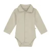 Mats & Merthe Noah Romper Met Kraag Lange Mouw light Brown 3 Mnd