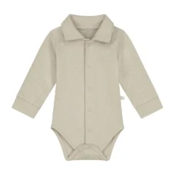 Mats & Merthe Noah Romper Met Kraag Lange Mouw light Brown 3 Mnd