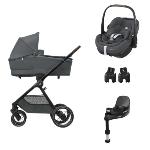 Maxi-Cosi Oxford+ Kinderwagen - Twillic Graphite | Maxi-Cosi Pebble 360 Pro 2 Autostoeltje | Maxi-Cosi FamilyFix 360 Pro | Autostoel Adapters