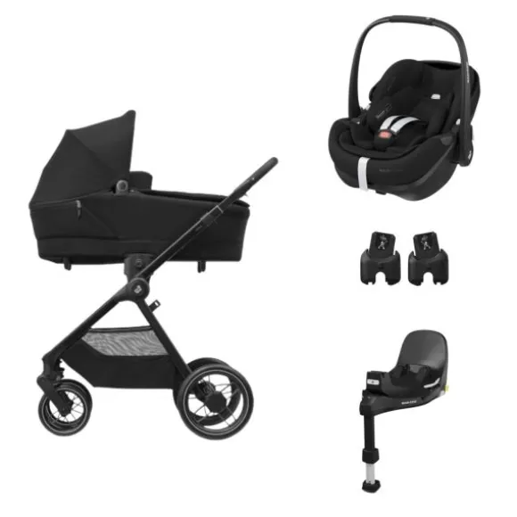 Maxi-Cosi Oxford+ Kinderwagen - Twillic Graphite | Maxi-Cosi Pebble 360 Pro 2 Autostoeltje | Maxi-Cosi FamilyFix 360 Pro | Autostoel Adapters