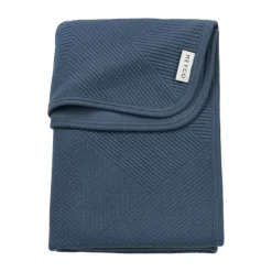 Meyco Gebreide Jacquard Flannel Deken - Pure - 100x150 cm - Pure Indigo