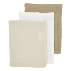 Meyco Hydrofiele Washandjes - 3 stuks - 20x17 cm - Natural / Jeans Blue / Indigo