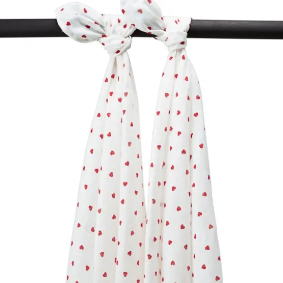 Meyco Sweet Heart Swaddle - 120 x 120 cm - 2-Pack - Red