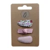 Ootje Kadootje Babyhaarclipjes - Print Roze/Rib Roze - 3 stuks