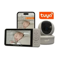 Qute Beeldbabyfoon Q-Connection Smart WIFI 2-IN-1 5HD - Zand