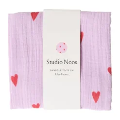 Studio Noos Swaddle - Light Blue Hearts - 70x70 cm