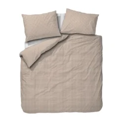 Town & Country Gingham Dekbedovertrek - 140 x 220 cm - Taupe