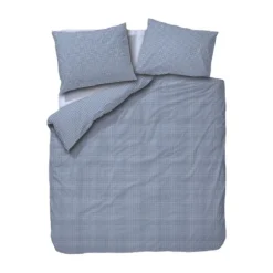 Town & Country Gingham Dekbedovertrek - 140 x 220 cm - Old Blue