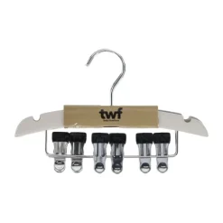 TWF Kledinghanger Met Clips - 3 Stuks - Hout Wit
