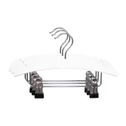 TWF Kledinghanger Met Clips - 3 Stuks - Hout Wit
