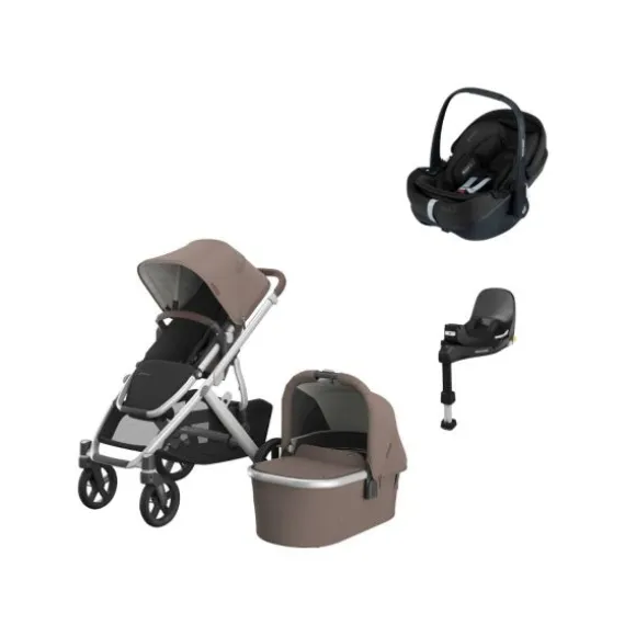UPPAbaby VISTA V3 Kinderwagen 4-in-1 - Theo | Joolz X Maxi-Cosi Pebble 360 Pro 2 Autostoeltje | Maxi-Cosi FamilyFix 360 Pro