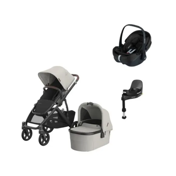 UPPAbaby VISTA V3 Kinderwagen 4-in-1 - Theo | Joolz X Maxi-Cosi Pebble 360 Pro 2 Autostoeltje | Maxi-Cosi FamilyFix 360 Pro
