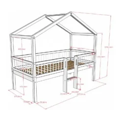 Vipack Huisbed met Glijbaan - Forrest Beuk - 90 x 200 cm - Wit