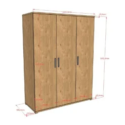 Vipack Sam 3-Deurs Kledingkast - Eik