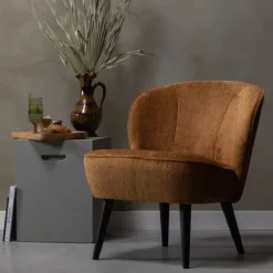 Woood Fauteuil - Sara - Structure Velvet Cognac